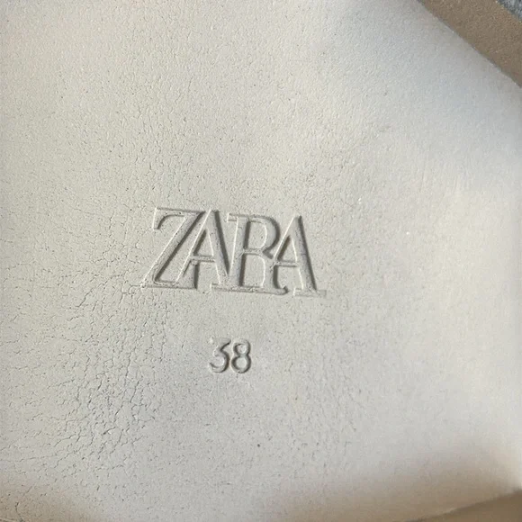 ZARA Beige Leather Gold Buckle Lug Sole Loafers Women - Picture 9 of 10